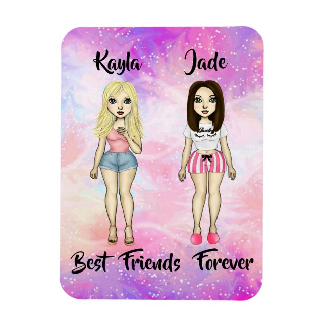 Best Friends Forever Blonde and Brunette Custom   Magnet (Vertical)