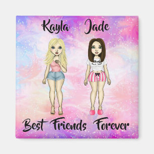 Best Friends Forever Blonde and Brunette Custom Magnet