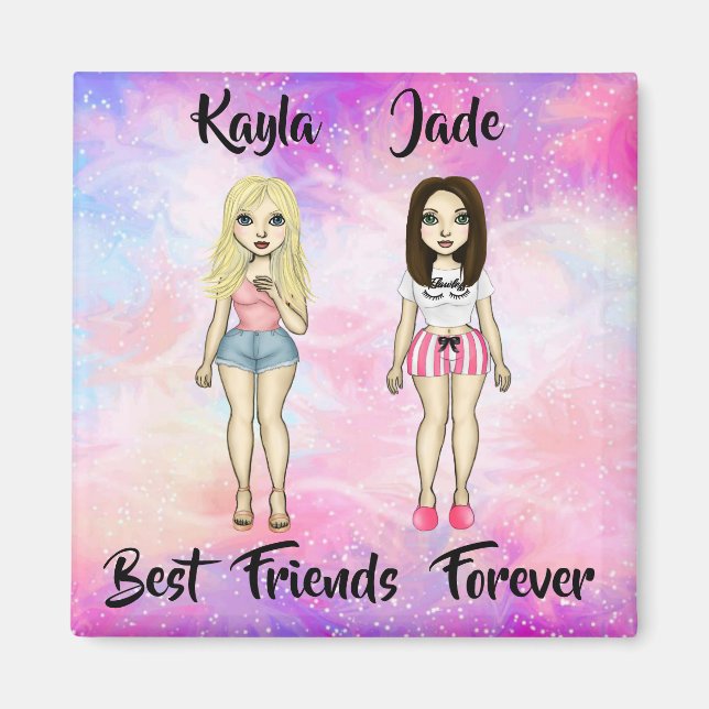 Best Friends Forever Blonde and Brunette Custom  Magnet (Front)