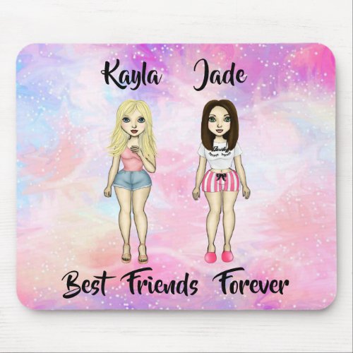 Best Friends Forever Blonde and Brunette Custom   Mouse Pad