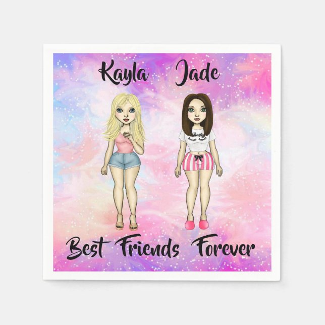 Best Friends Forever Blonde and Brunette Custom   Napkins (Front)