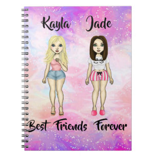 Best Friends Forever Blonde and Brunette Custom   Notebook