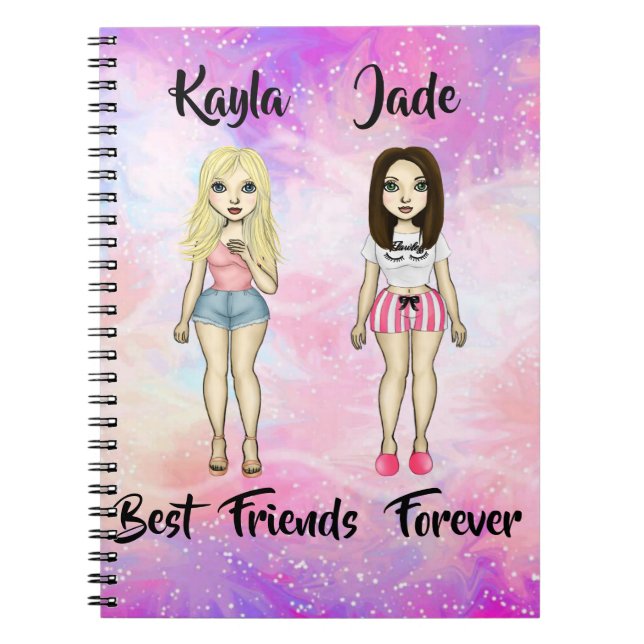 Best Friends Forever Blonde and Brunette Custom   Notebook (Front)