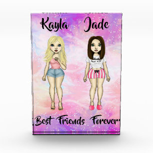 Best Friends Forever Blonde and Brunette Custom Photo Block
