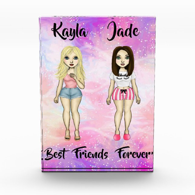 Best Friends Forever Blonde and Brunette Custom    Photo Block (Front)