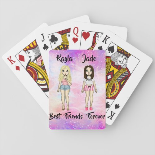 Best Friends Forever Blonde and Brunette Custom   Playing Cards