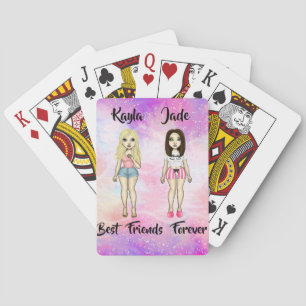 Best Friends Forever Blonde and Brunette Custom Poker Cards