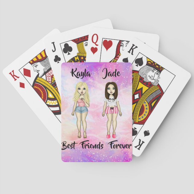 Best Friends Forever Blonde and Brunette Custom   Poker Cards (Back)