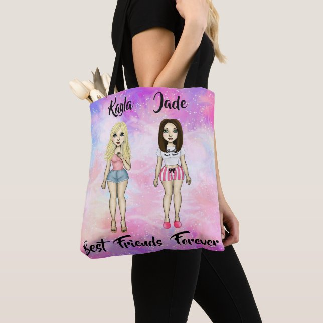Best Friends Forever Blonde and Brunette Custom   Tote Bag (Close Up)