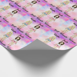 Best Friends Forever Blonde and Brunette Custom Wrapping Paper