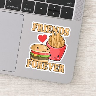 Best Friends Forever Burger And Fries Food Themed Sticker