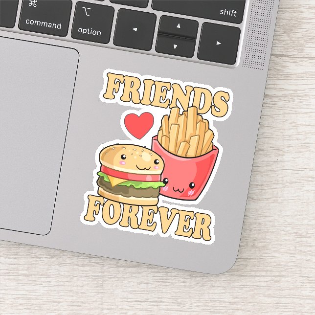 Best Friends Forever Burger And Fries Food Themed Sticker (Detail)