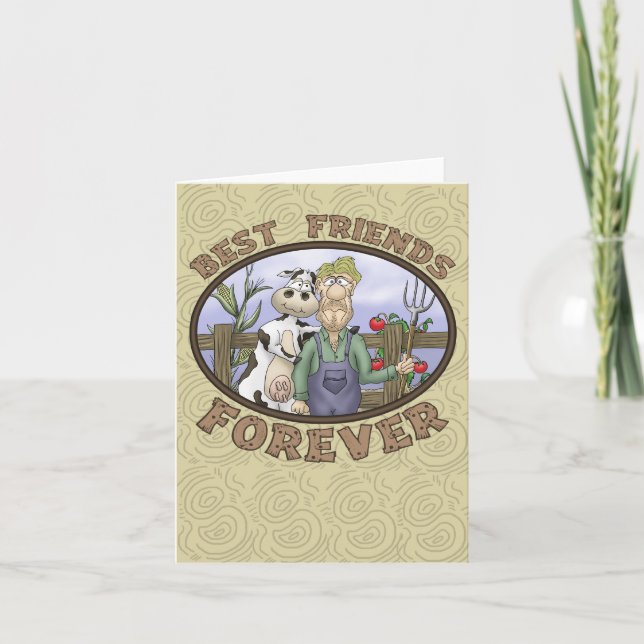 Best Friends Forever Card: Cow and Farmer Card (Front)