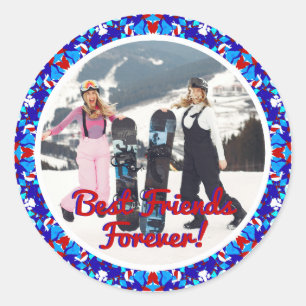 Best Friends Forever Christmas Photo Envelope Classic Round Sticker