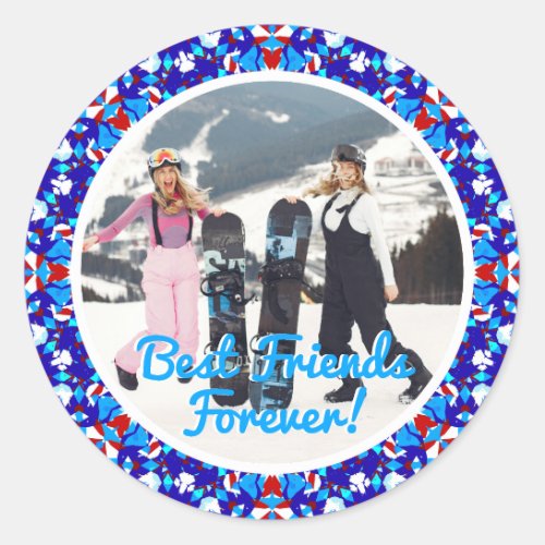 Best Friends Forever Christmas Photo Envelope Classic Round Sticker