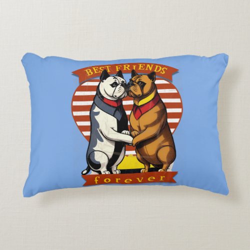 Best friends forever _ Classic Comic Bulldogs Frie Accent Pillow