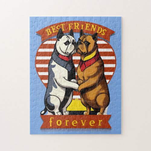 Best friends forever _ Classic Comic Bulldogs Frie Jigsaw Puzzle