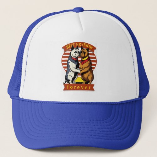 Best friends forever _ Classic Comic Bulldogs Frie Trucker Hat