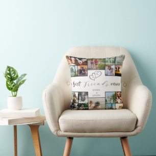 Best Friends Forever Custom 18-Photo Collage Throw Pillow