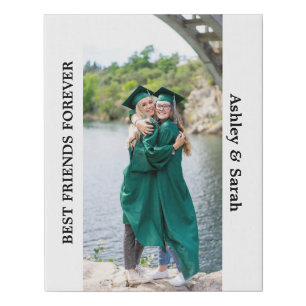 Best Friends Forever Custom Photo and Name Faux Canvas Print