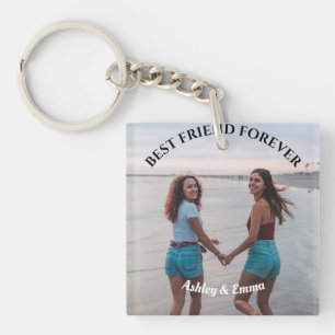 Best Friends Forever Custom Photo and Name Keychain