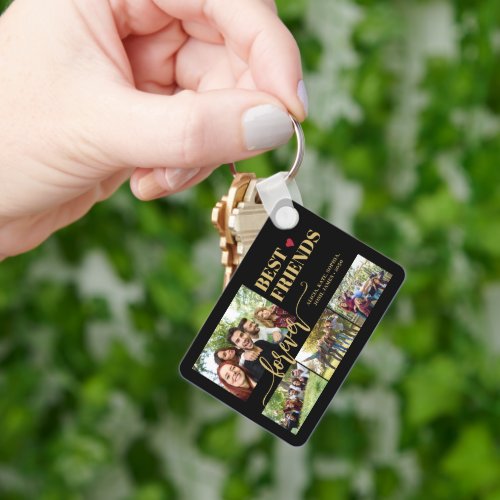 Best friends forever custom photo collage names keychain