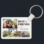 Best friends forever custom photo collage names keychain<br><div class="desc">Modern black and white best friends forever typography script with 4 custom photos keepsake create your own keychain.              Please note that the text and background colors are changeable. You can replace them with any other color after selecting CUSTOMIZE option.</div>