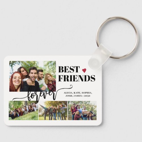 Best friends forever custom photo collage names keychain