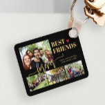 Best friends forever custom photo collage names keychain<br><div class="desc">Modern gold black best friends forever typography script with 4 custom photos keepsake create your own keychain.              Please note that the text and background colors are changeable. You can replace them with any other color after selecting CUSTOMIZE option.</div>