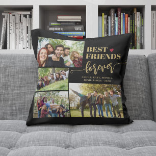 Best friends forever custom photo collage names throw pillow