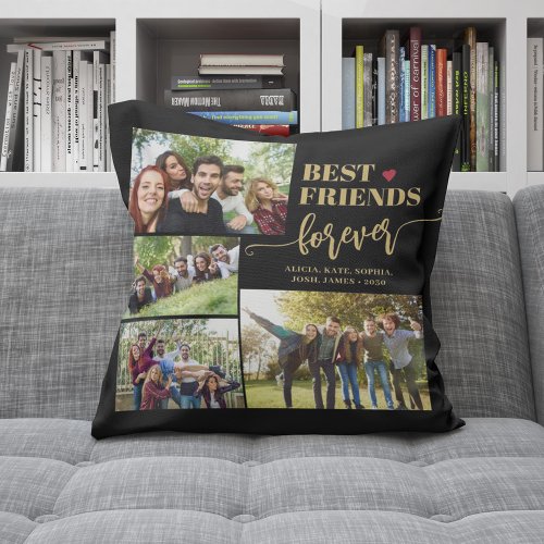 Best friends forever custom photo collage names throw pillow