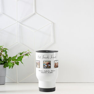 Best friends forever custom photo names white chic travel mug