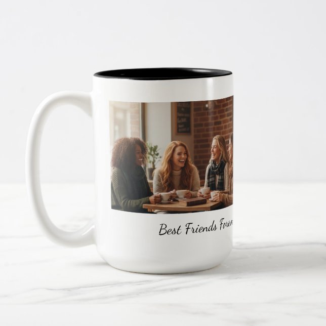Best Friends Forever Custom Photo Personalized Cof Two-Tone Coffee Mug (Left)