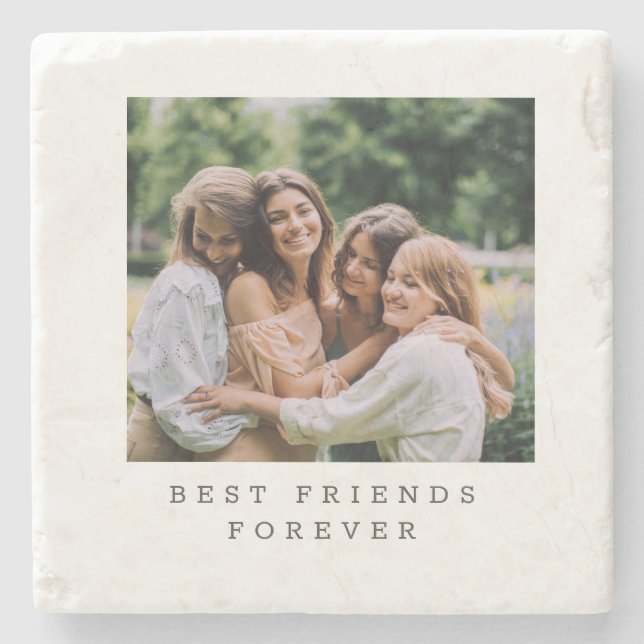 Best Friends Forever Custom Photo Personalized   Stone Coaster (Front)