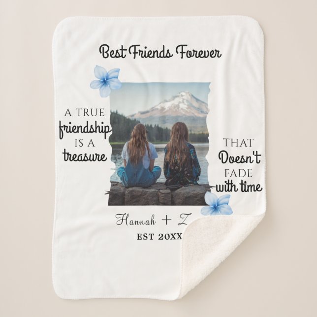 Best Friends Forever Custom Photo Sherpa Blanket (Front)