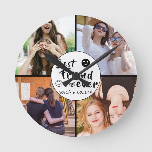 Best Friends Forever Custom Photo Wall Clock –4pic (Front)