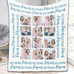 Best Friends Forever Customized 12 Photo Collage Fleece Blanket