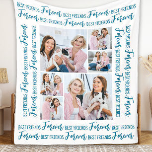 Best Friends Forever Customized 6 Photo Collage Fleece Blanket