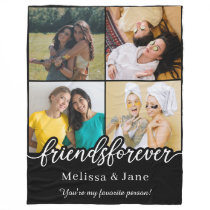 best friends forever cute 4 photos collage Black Fleece Blanket