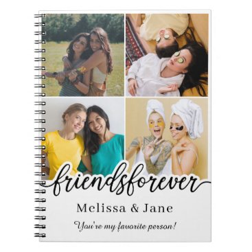 best friends forever cute 4 photos collage Black Notebook