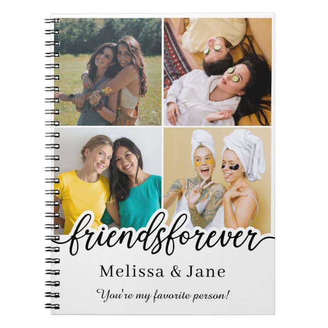 best friends forever cute 4 photos collage Black Notebook (Front)