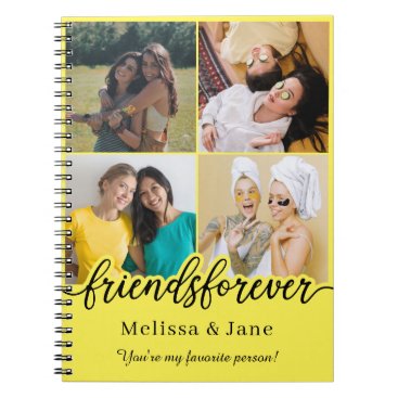 best friends forever cute 4 photos collage Yellow Notebook