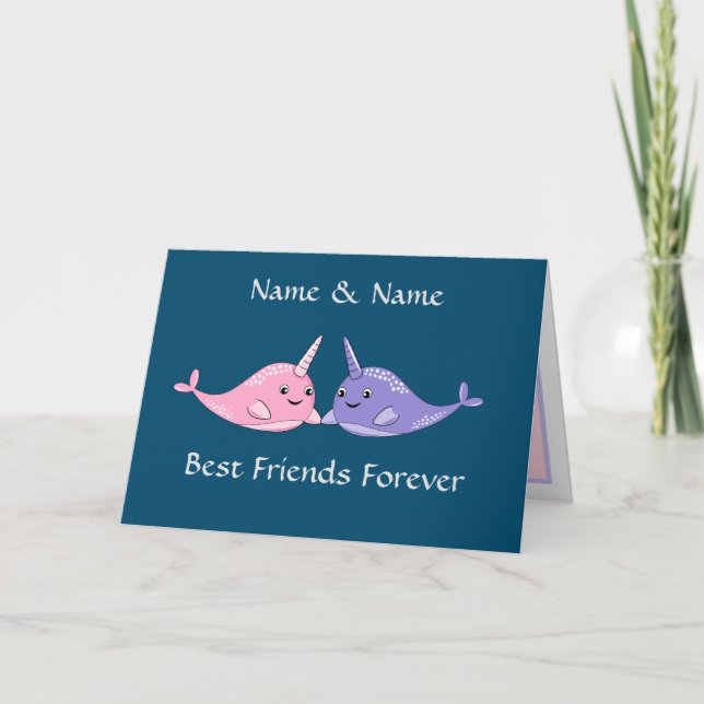 Best Friends Forever Cute Narwhal Card (Front)