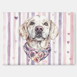 Best Friends Forever Dog Pink Purple Hearts Magnet