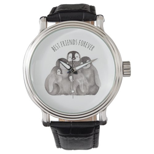 Best Friends Forever Emperor Penguins Watercolor  Watch