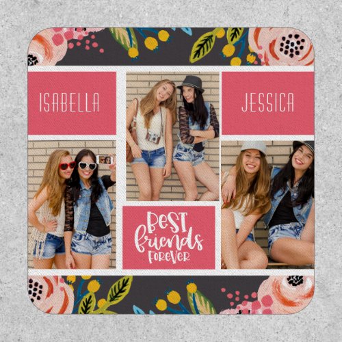 Best Friends Forever Floral Photo Collage BFF Patch