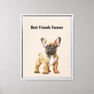 Best Friends Forever Frenchie Dog Canvas Print