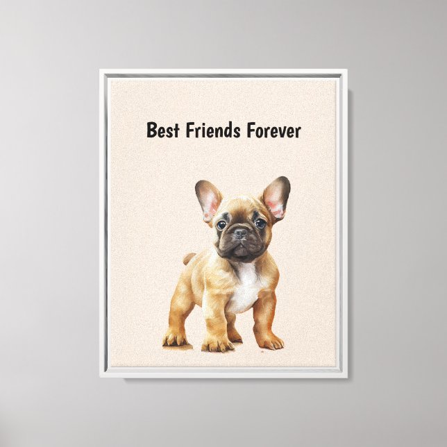 Best Friends Forever Frenchie Dog Canvas Print (Front)