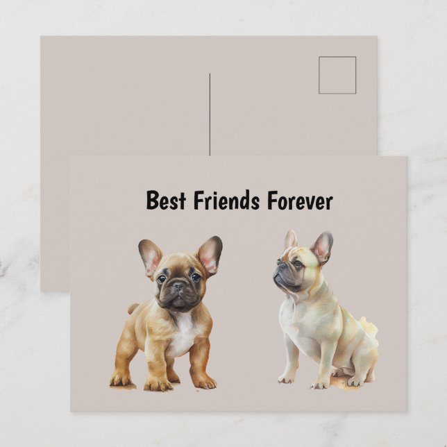 Best Friends Forever Frenchie Dogs Postcard (Front/Back)