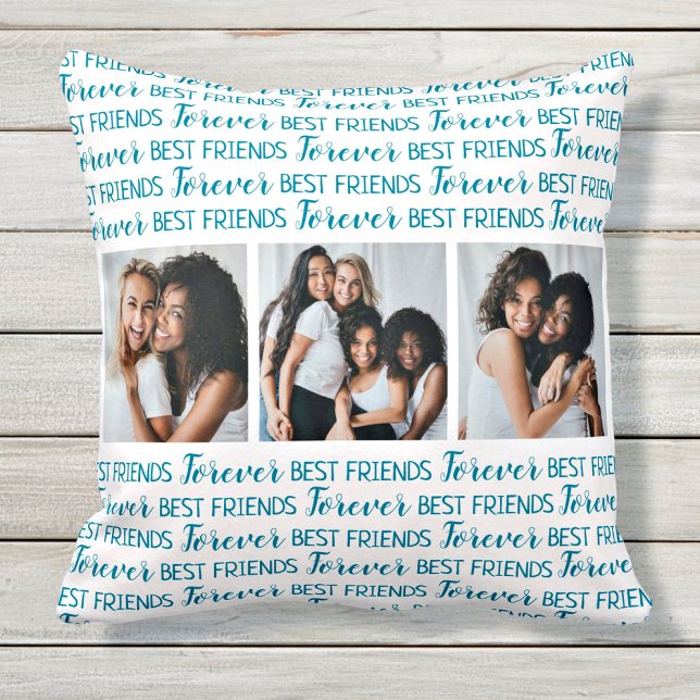 Best Friends Forever Friendship Photo Collage Throw Pillow (Creator Uploaded)